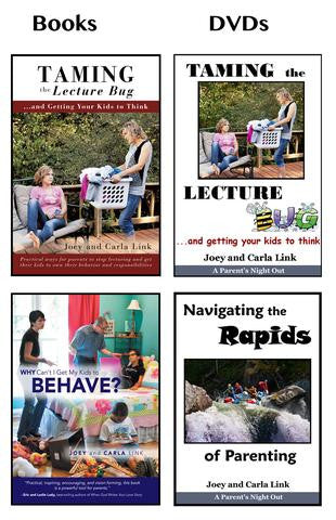 SUPERBUNDLE! 2 books and 3 DVD's! Why Can't I Get My Kids to Behave, Taming the Lecture Bug and Getting Your Kids to Think book & DVD, Dating, Courting and Choosing a Mate, What Works DVD & 2 workbooks, Navigating the Rapids of Parenting DVD